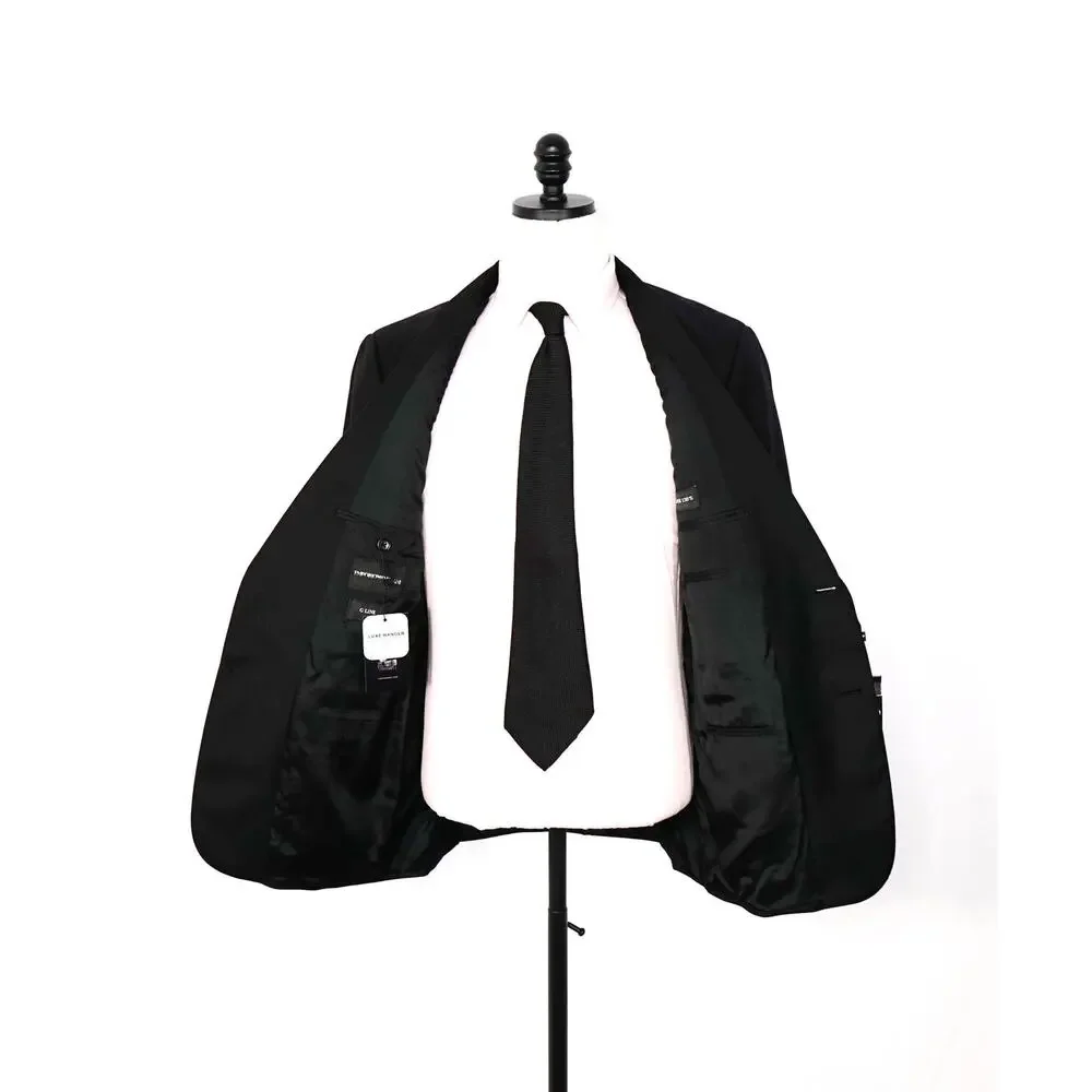 $1,495 EMPORIO ARMANI - Solid Black 130's Wool Blazer - 40R